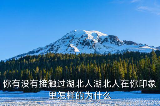 你有沒有接觸過湖北人湖北人在你印象里怎樣的為什么