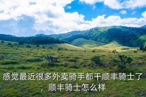 感覺最近很多外賣騎手都干順豐騎士了，順豐騎士怎么樣
