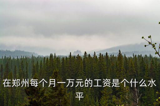 在鄭州每個月一萬元的工資是個什么水平