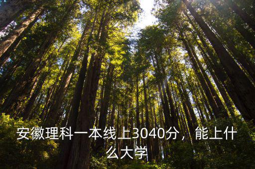 安徽理科一本線上3040分，能上什么大學