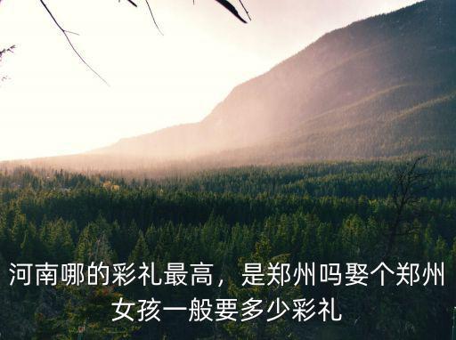 河南沈丘彩禮和陪嫁都是多少,河南哪的彩禮最高