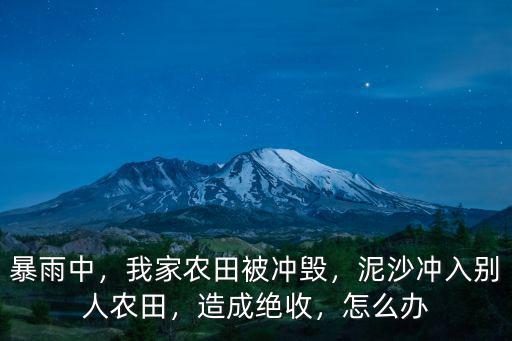 暴雨中，我家農(nóng)田被沖毀，泥沙沖入別人農(nóng)田，造成絕收，怎么辦