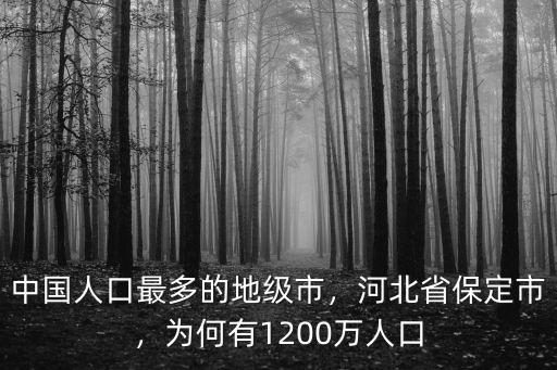 保定市人口有多少人口,為何有1200萬人口