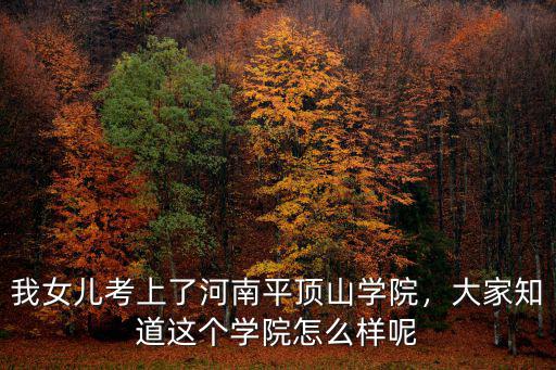 我女兒考上了河南平頂山學院，大家知道這個學院怎么樣呢