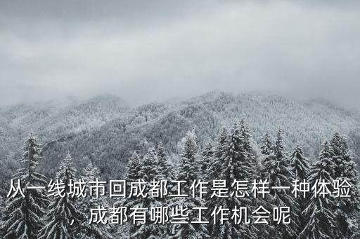 從一線城市回成都工作是怎樣一種體驗，成都有哪些工作機會呢