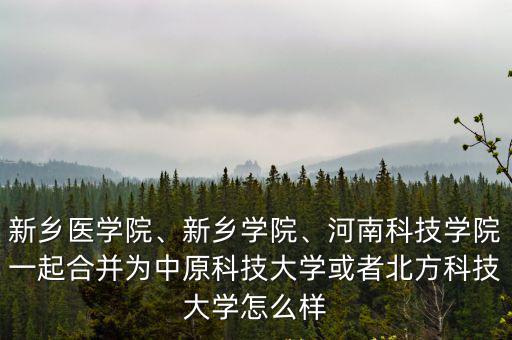 新鄉醫學院、新鄉學院、河南科技學院一起合并為中原科技大學或者北方科技大學怎么樣