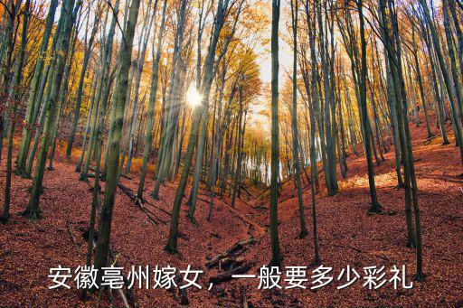 安徽亳州嫁女，一般要多少彩禮