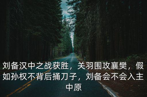 劉備漢中之戰獲勝，關羽圍攻襄樊，假如孫權不背后捅刀子，劉備會不會入主中原