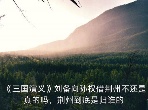 荊州怎么到孫權(quán)手里的,為何荊州落入孫權(quán)手中