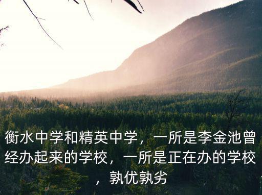 衡水中學(xué)和精英中學(xué)，一所是李金池曾經(jīng)辦起來的學(xué)校，一所是正在辦的學(xué)校，孰優(yōu)孰劣