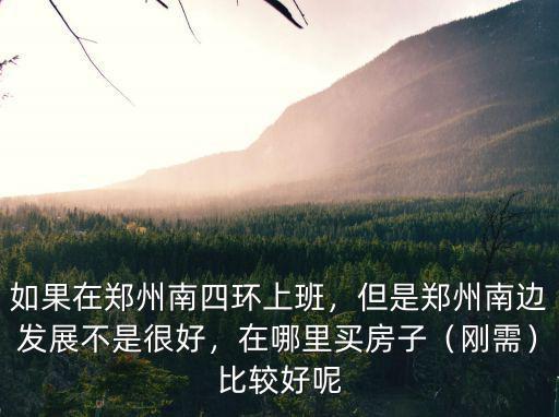 如果在鄭州南四環上班，但是鄭州南邊發展不是很好，在哪里買房子（剛需）比較好呢