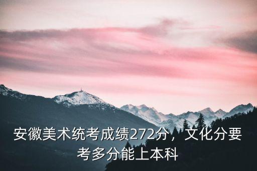 安徽美術統考分二本分數線是多少,安徽美術統考成績272分