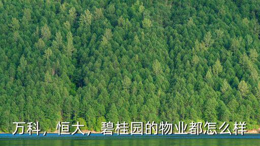 萬科，恒大，碧桂園的物業都怎么樣