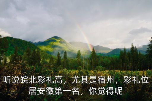 聽說皖北彩禮高，尤其是宿州，彩禮位居安徽第一名，你覺得呢