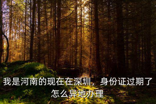 河南在深圳怎么換身份證,我是河南的現在在深圳