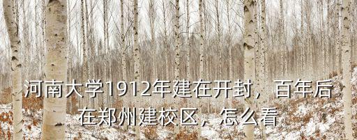 河南大學1912年建在開封，百年后在鄭州建校區，怎么看