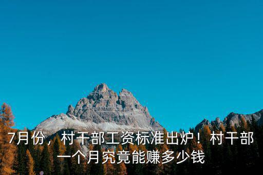 7月份，村干部工資標準出爐！村干部一個月究竟能賺多少錢