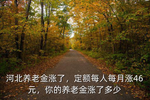 河北養老金漲了，定額每人每月漲46元，你的養老金漲了多少