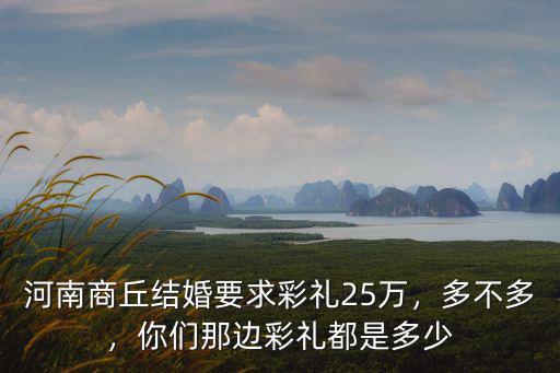河南省商丘市結婚彩禮多少,河南省現在結婚彩禮