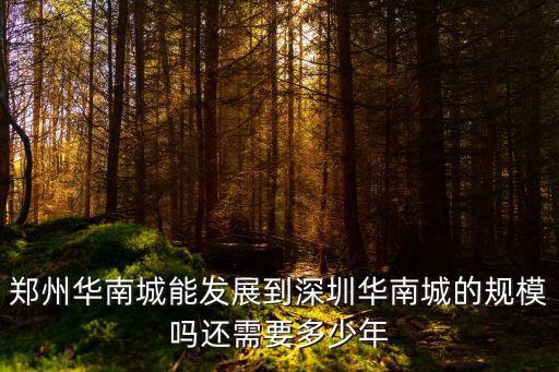 鄭州華南城能發展到深圳華南城的規模嗎還需要多少年