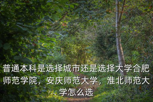普通本科是選擇城市還是選擇大學合肥師范學院，安慶師范大學，淮北師范大學怎么選