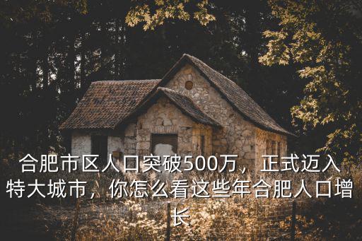 合肥突破多少萬人口,合肥市區人口突破500萬