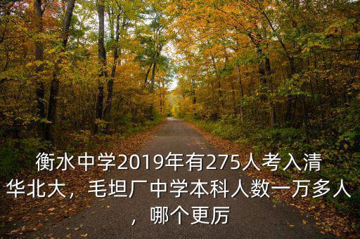 衡水中學2019年有275人考入清華北大，毛坦廠中學本科人數一萬多人，哪個更厲