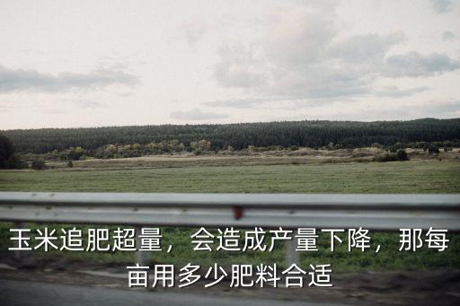 玉米追肥超量，會造成產量下降，那每畝用多少肥料合適