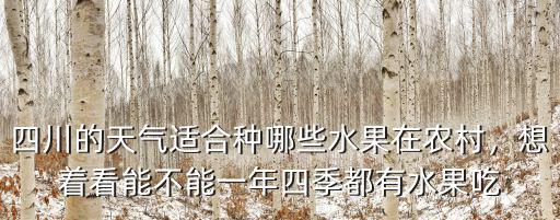 成都哪里適合種水果,四川的天氣適合種哪些水果