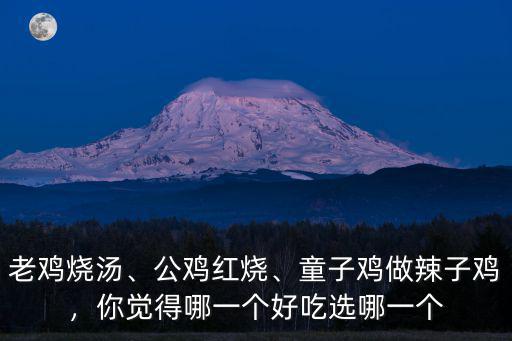 老雞燒湯、公雞紅燒、童子雞做辣子雞，你覺得哪一個好吃選哪一個