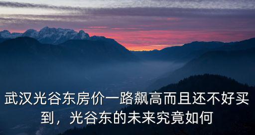 武漢光谷東房價一路飆高而且還不好買到，光谷東的未來究竟如何