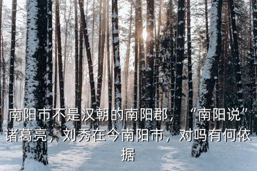 南陽市不是漢朝的南陽郡，“南陽說”諸葛亮，劉秀在今南陽市，對嗎有何依據