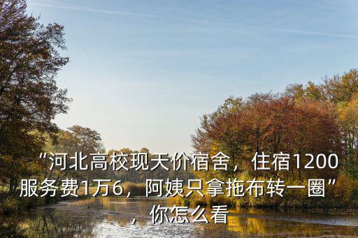“河北高校現天價宿舍，住宿1200服務費1萬6，阿姨只拿拖布轉一圈”，你怎么看