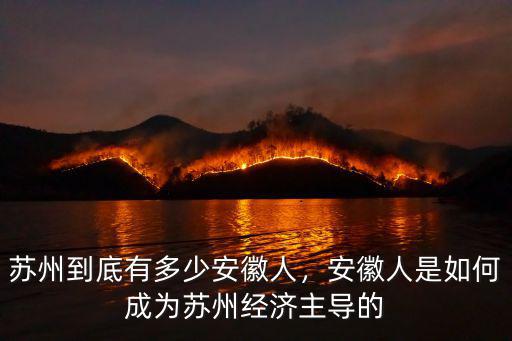 蘇州到底有多少安徽人，安徽人是如何成為蘇州經濟主導的