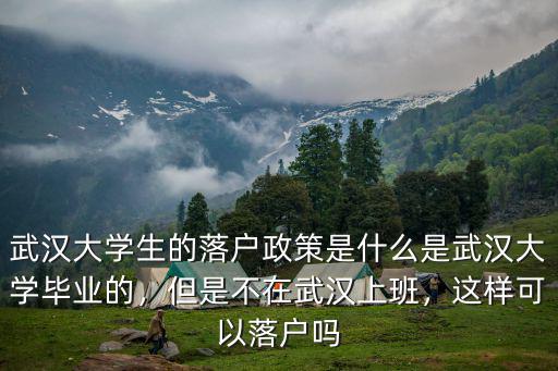 武漢大學生的落戶政策是什么是武漢大學畢業的，但是不在武漢上班，這樣可以落戶嗎