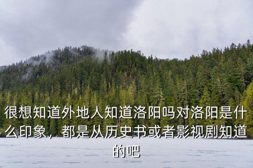 很想知道外地人知道洛陽嗎對洛陽是什么印象，都是從歷史書或者影視劇知道的吧