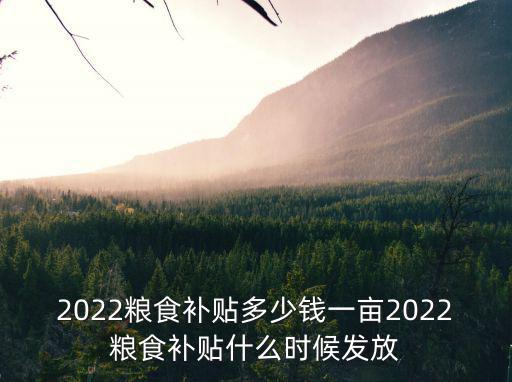 邯鄲地區的糧食補貼多少錢一畝,2022糧食補貼多少錢一畝