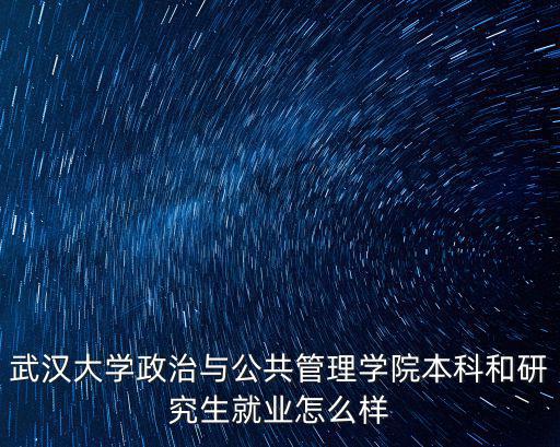 武漢大學政治與公共管理學院本科和研究生就業怎么樣