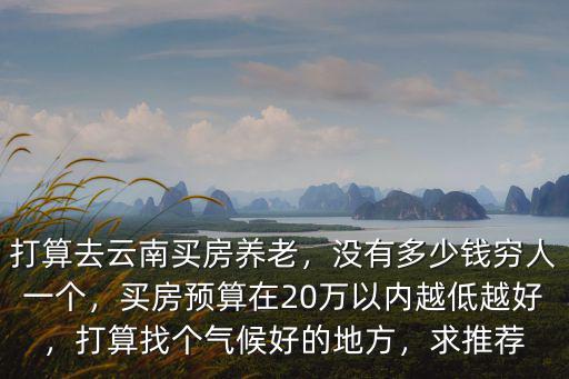 打算去云南買房養(yǎng)老，沒有多少錢窮人一個，買房預(yù)算在20萬以內(nèi)越低越好，打算找個氣候好的地方，求推薦