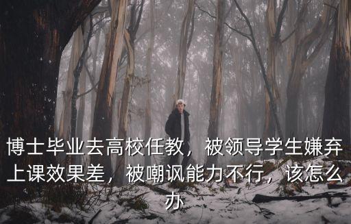 博士畢業(yè)去高校任教，被領(lǐng)導(dǎo)學(xué)生嫌棄上課效果差，被嘲諷能力不行，該怎么辦