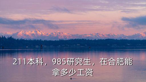 211本科，985研究生，在合肥能拿多少工資