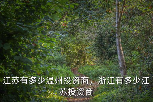 江蘇有多少溫州投資商，浙江有多少江蘇投資商