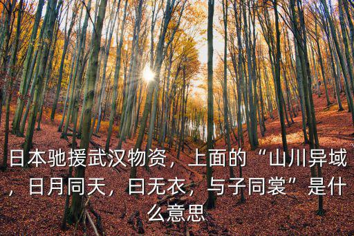 日本馳援武漢物資，上面的“山川異域，日月同天，曰無衣，與子同裳”是什么意思