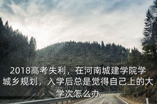 2018高考失利，在河南城建學院學城鄉(xiāng)規(guī)劃，入學后總是覺得自己上的大學次怎么辦