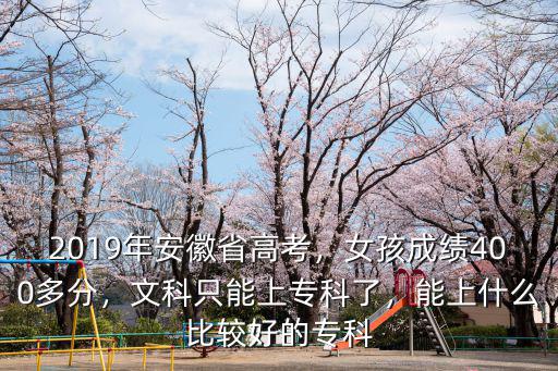 2019年安徽省高考，女孩成績400多分，文科只能上專科了，能上什么比較好的專科