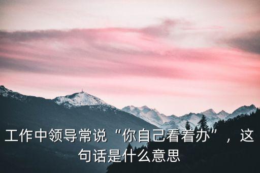 工作中領(lǐng)導(dǎo)常說(shuō)“你自己看著辦”，這句話是什么意思