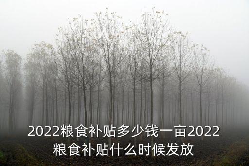 2022糧食補貼多少錢一畝2022糧食補貼什么時候發放