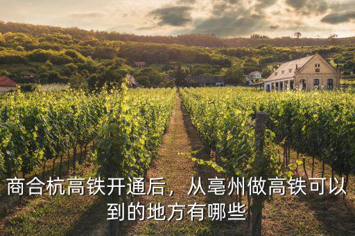 商合杭高鐵開通后，從亳州做高鐵可以到的地方有哪些