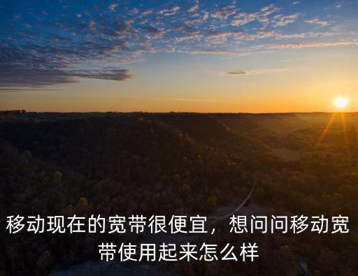 移動現在的寬帶很便宜，想問問移動寬帶使用起來怎么樣