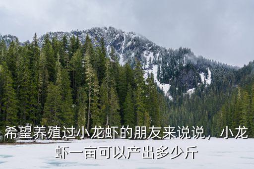 希望養(yǎng)殖過小龍蝦的朋友來說說，小龍蝦一畝可以產(chǎn)出多少斤